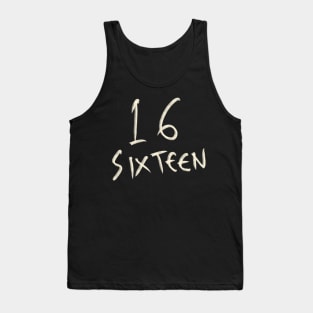 Hand Drawn Letter Number 16 Sixteen Tank Top